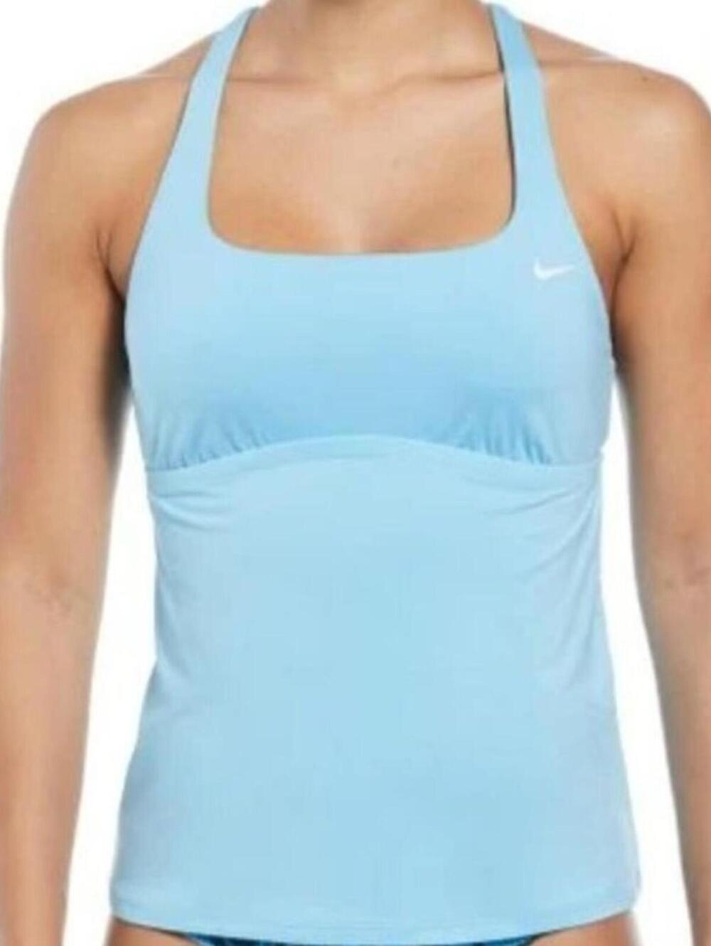 Nike Swim Square Neck Tankini Swimsuit Top "Aquarius Blue" Women's L | NWT